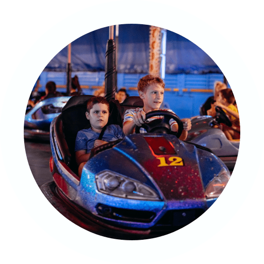 Kids at an amusement park