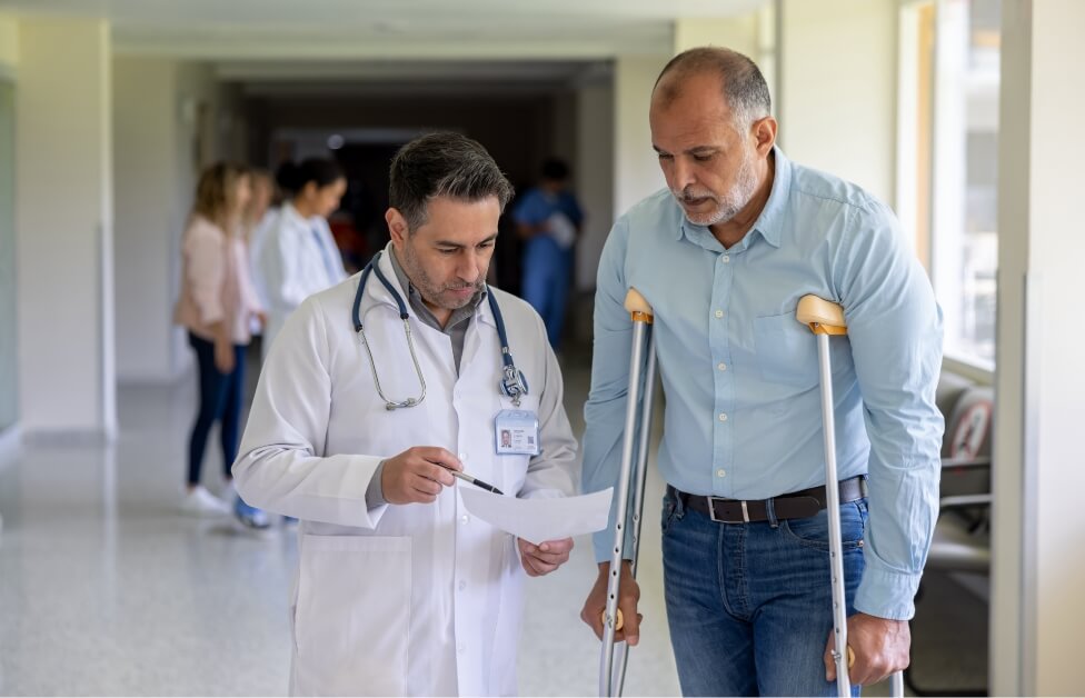 Man on crutches after personal injury
