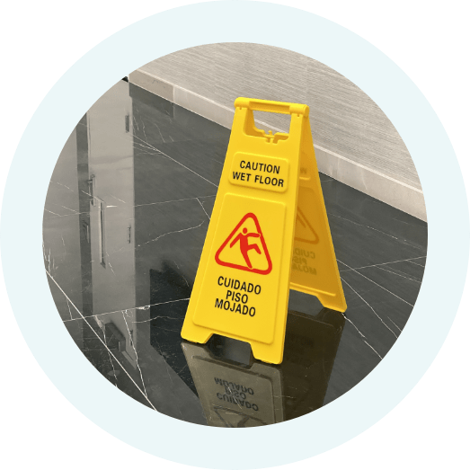 Wet floor sign to prevent slip and fall accident