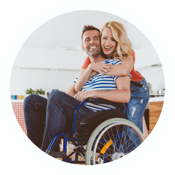 Woman helping husband feel better after his injury