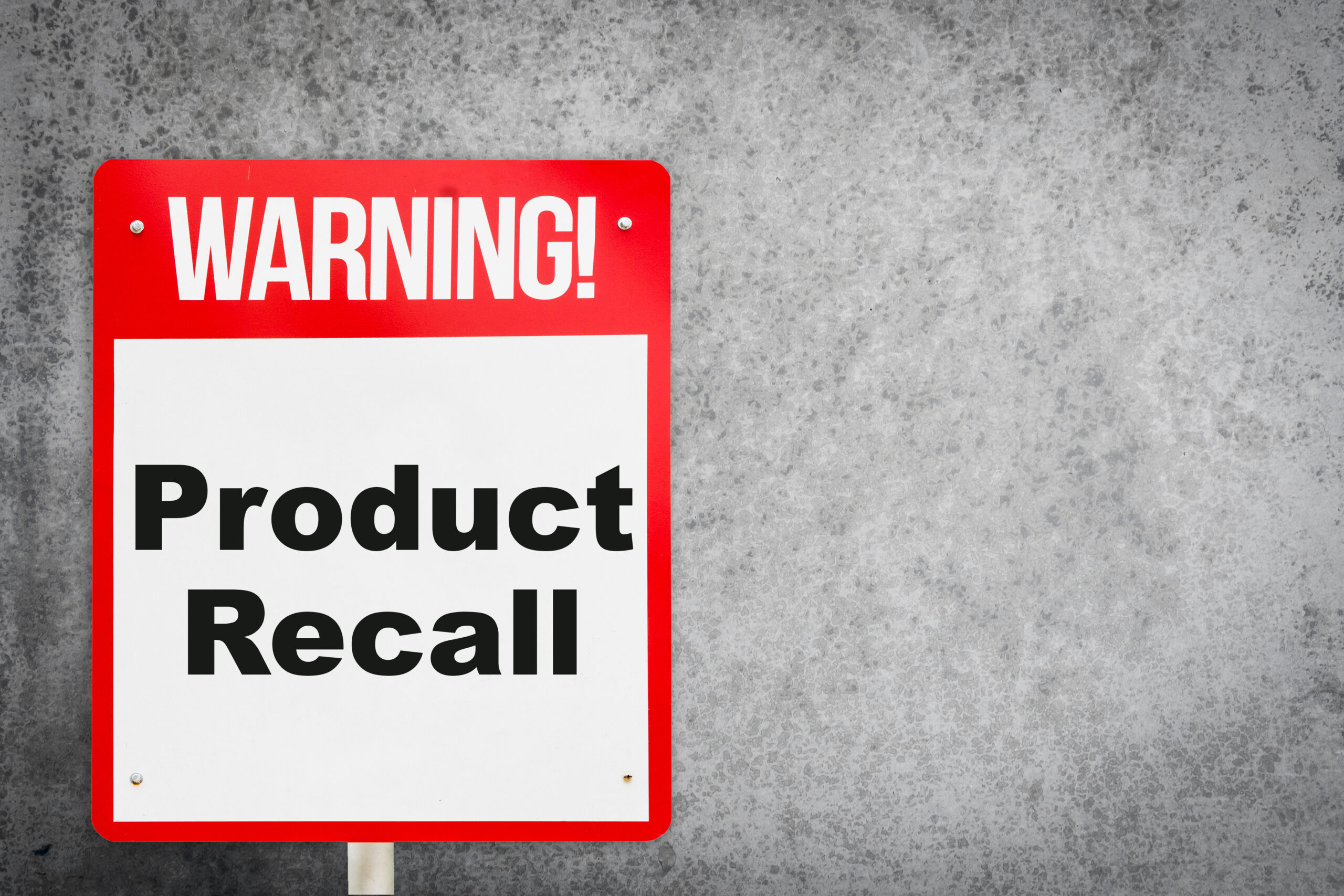 Product recall warning sign
