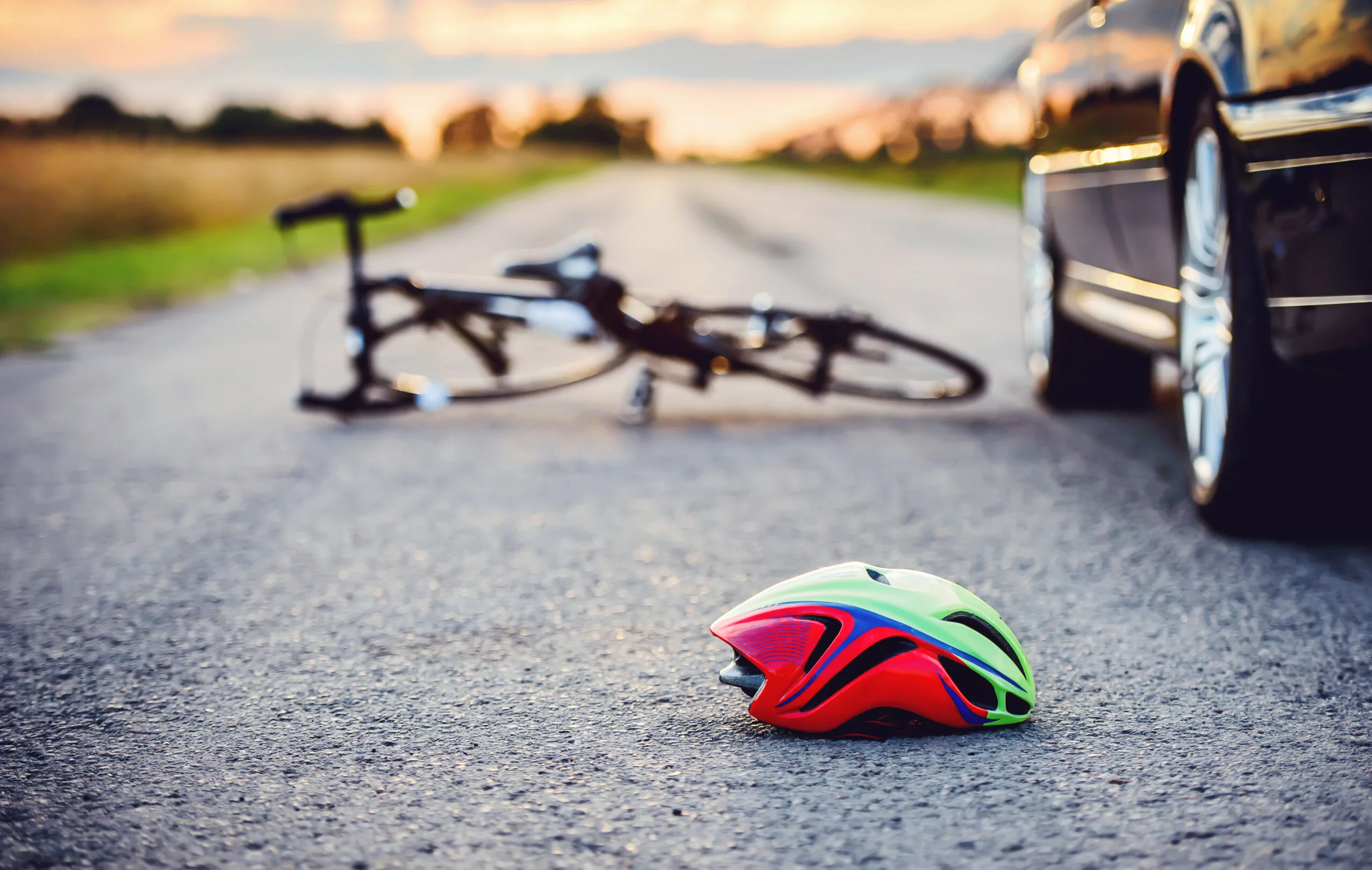 Bicycle accident with helmet