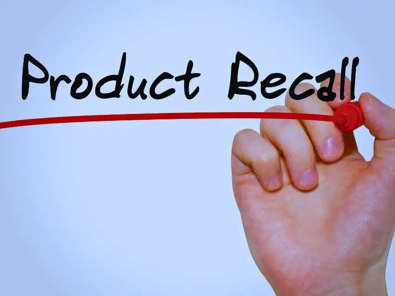 Hand writing inscription Product Recall with marker