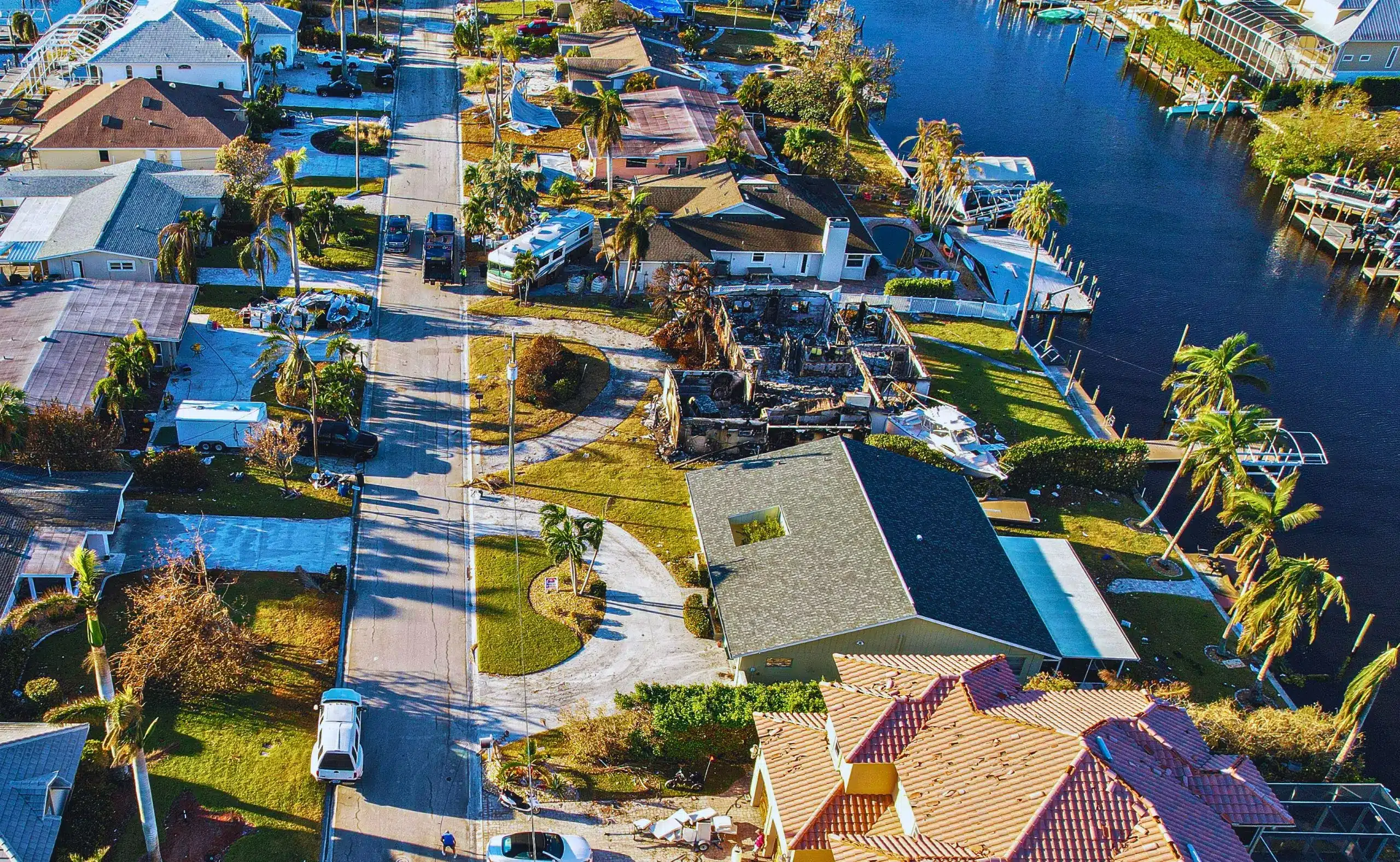 Wrecked house after hurricane.