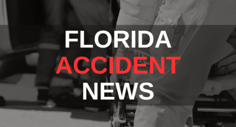 Text that says "Florida Accident News" over a grayscale background of a medical professional helping someone in a stretcher.