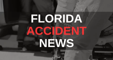 Text that says "Florida Accident News" over a grayscale background of a medical professional helping someone in a stretcher.