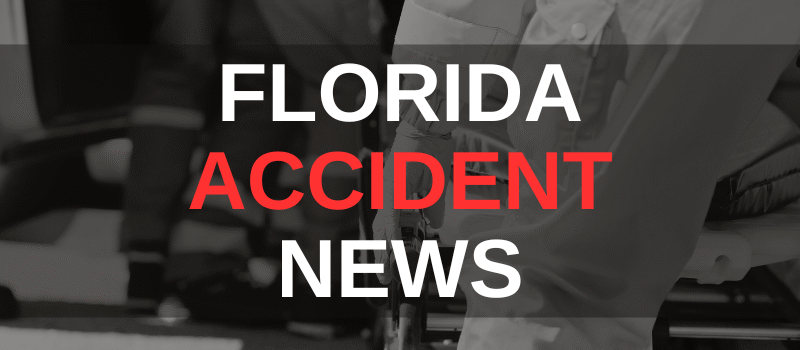Text that says "Florida Accident News" over a grayscale background of a medical professional helping someone in a stretcher.