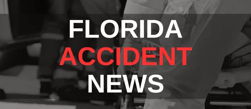 Text that says "Florida Accident News" over a grayscale background of a medical professional helping someone in a stretcher.