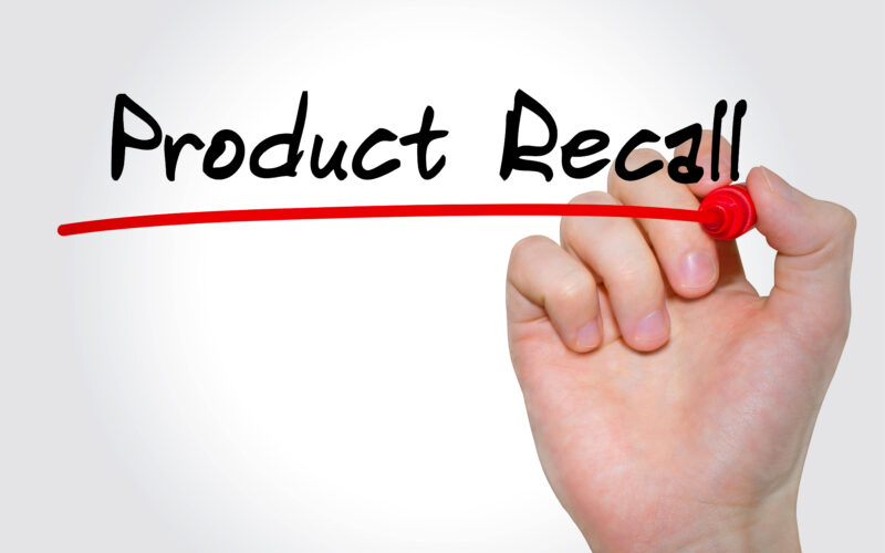 Hand writing inscription Product Recall.