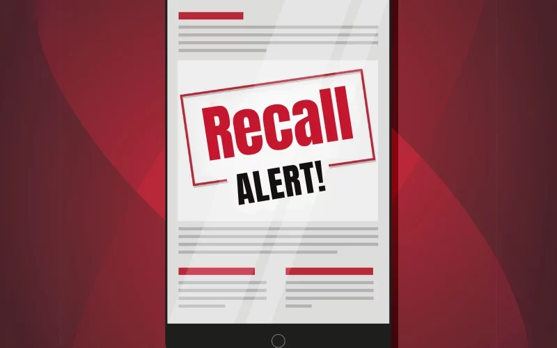 Recall alert on a mobile device.