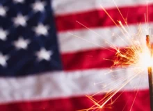USA flag with sparklers.