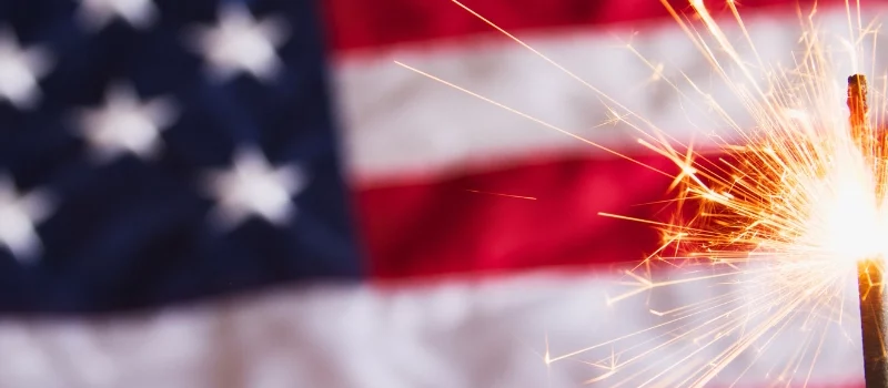 USA flag with sparklers.