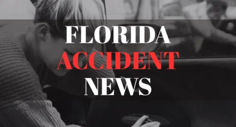 Florida Accident News text overlay on image of a woman leaning into a car.