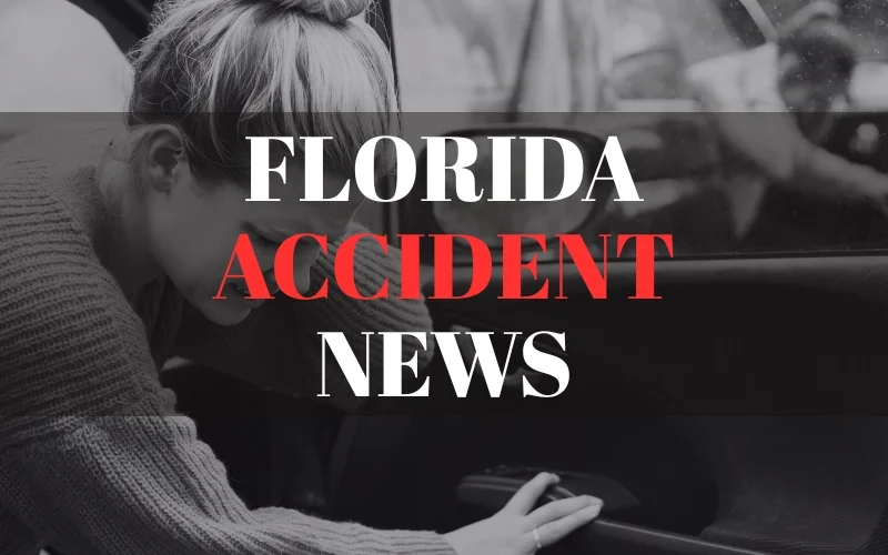 Florida Accident News text overlay on image of a woman leaning into a car.