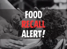 Food Recall Alert text overlay on image of hands holding a basket of fresh vegetables.