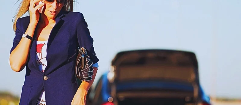 Young woman calling for help.