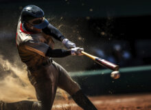 baseball batter hitting a ball during spring training in Florida