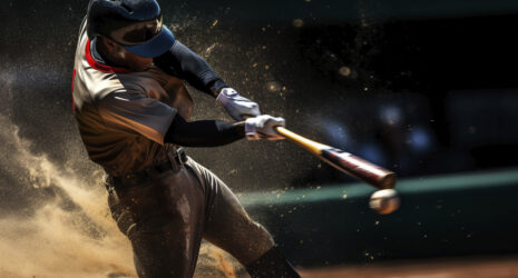 baseball batter hitting a ball during spring training in Florida