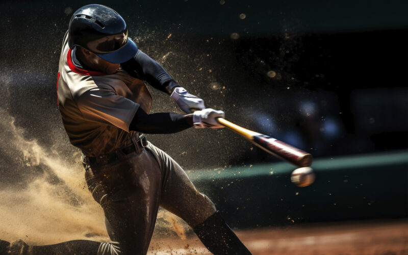 baseball batter hitting a ball during spring training in Florida